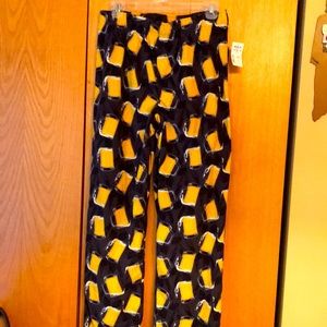 NEW Sonoma M men’s fleece beer mug yellow black print lounge pants drinks kegs